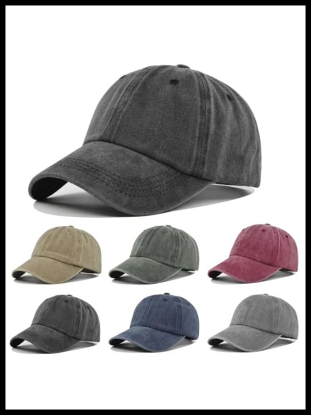6 Pack Vintage Washed Cotton Baseball Cap Unstructured Adjustable Dad Hat